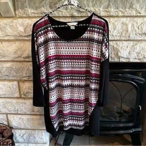 Christopher & Banks dolman high low geometric print tunic top XL